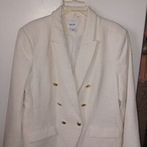 Nine West Women's White Blazer with Gold Buttons